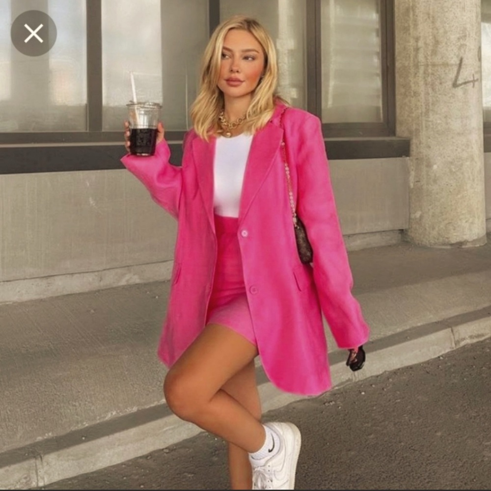 Zara Pink Blazer and Skirt Set